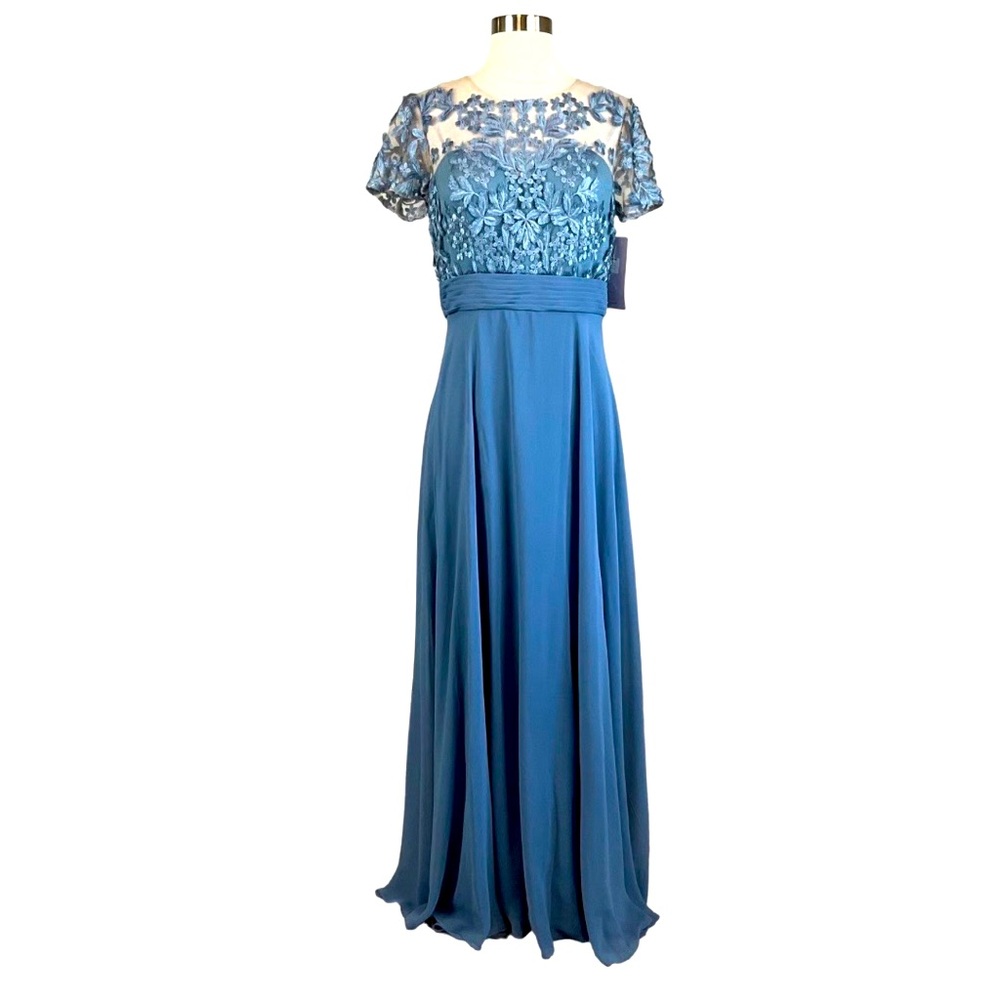 NEW JS Collection embroidered lace chiffon long gown a-line maxi dress MOB small